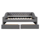 Upholstered Daybed With Two Drawers, Wood Slat Support