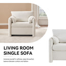 Fixed Modern Accent Chair Single Seater Plush Chenille Lounge Chair With High Resilience Cushion - Ivory White