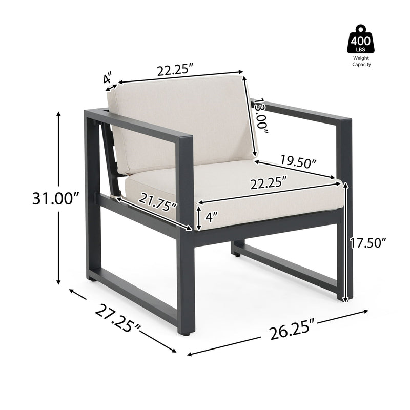 Navan - 4 Pieces Chat Set - Black / Beige