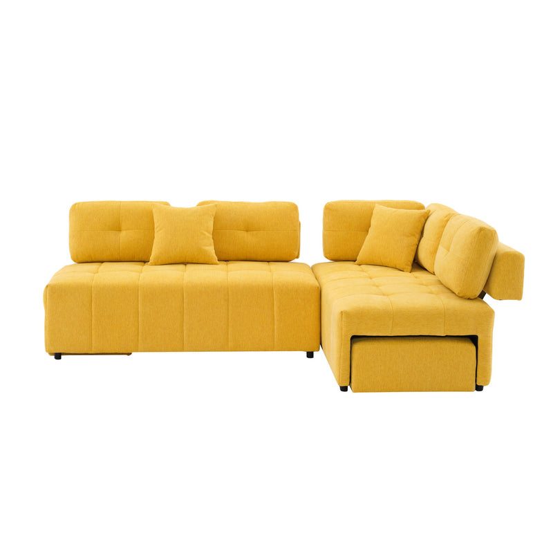 L-Shaped Sofa Sectional Sofa Couch With 2 Stools And 2 Lumbar Pillows For Living Room