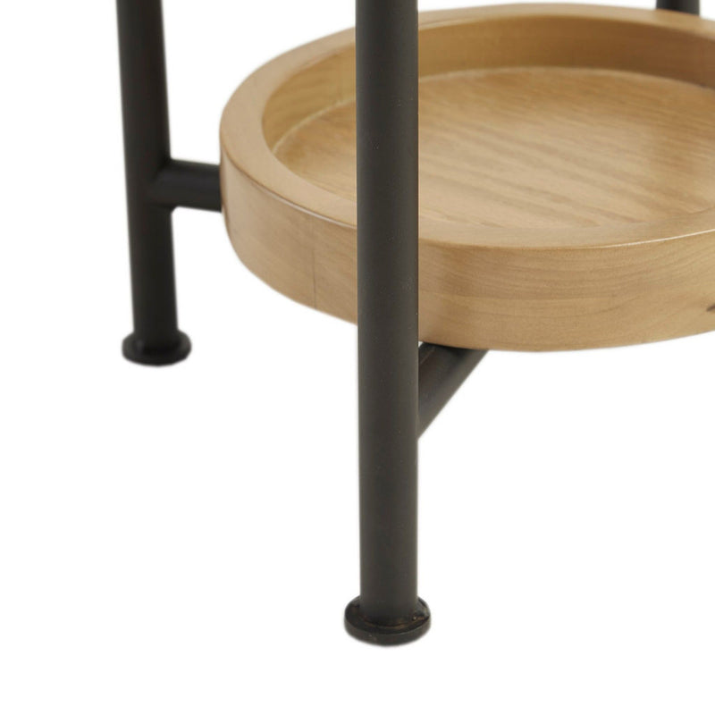 Oval End Table With Metal Legs - White / Natural
