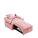 Convertible Velvet 3 In 1 Sofa Bed With Adjustable Sleeper Chair And Multi Pockets