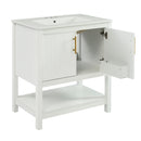 Elegant Bathroom Vanity With Ceramic Sink And Versatile Storage