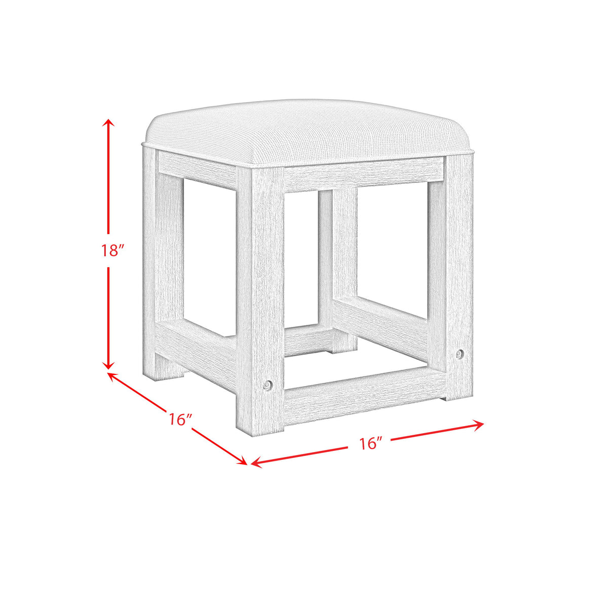 Ridgemont Dressing Stool in Black by Elements International, view 4