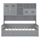 Daybed With All-In-One Cabinet And Shelf