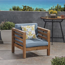 Outdoor Acacia Wood Patio Chair With Fabric Cushion