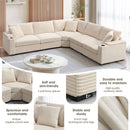 Convertible L Shaped Sectional Corner Couch With Armrest Storage Cup Holders USB Charger, Irregular Corner Oversized Comfy Modular Sofa