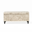 Parisian Upholstered Fabric Storage Ottoman - Beige / Reclaimed Natural