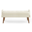 Modern Living Room Bench With Looped Yarn Fabric And Rubber Wooden Legs