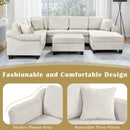 Contemporary U - Shaped Sectional Sofa With Movable Storage Ottoman