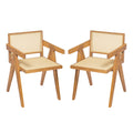 Chandigarh Arm Dining Chair With Natural Cane Design (Set of 2)