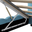 Queen Size Upholstered Platform Bed with LED Headboard and USB, Blue