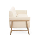 Modern Fabric Upholstered Loveseat With Elm Wood Legs And Flare Arms - Beige