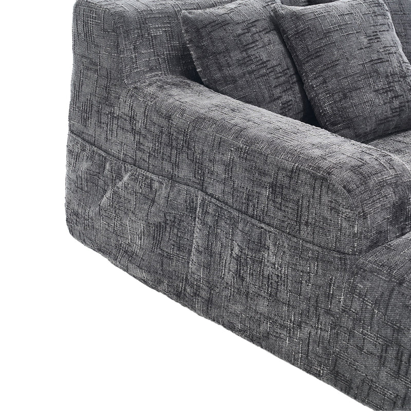 Chenille Interior Lazy Sofa Chaise Longue Armchair With 3 Pillows And Armrests