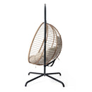 Sora - Outdoor Patio Wicker Hanging Chair With Stand - Beige / Brown
