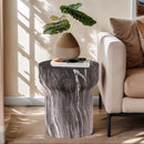 Round Geometric Outdoor End Table - Marble