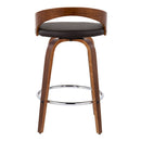 Grotto - Mid Century Modern Elegant Fixed Height Counter Stool With Swivel With Round Footrest (Set of 2)