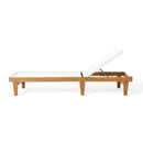 Outdoor Chaise Lounge With Acacia Wood Frame - White / Teak