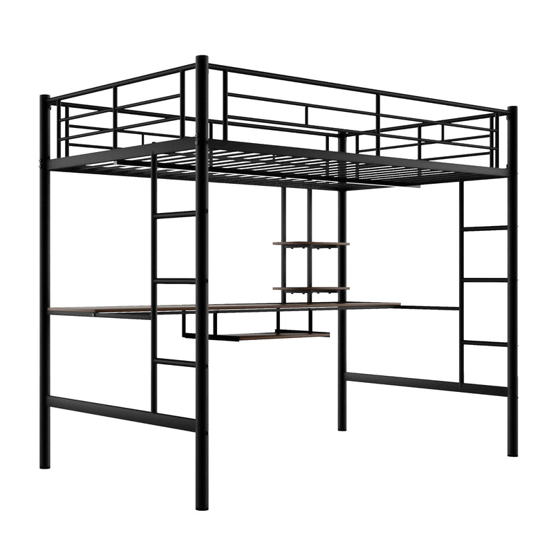 Loft Bed with Desk and Shelf , Space Saving Design,Full,Black(OLD SKU:MF199506AAB)