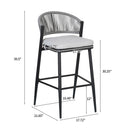 Outdoor Bar Height Metal Frame Counter Stools With Scallop Shaped Backrest & Water Resistant Cushions