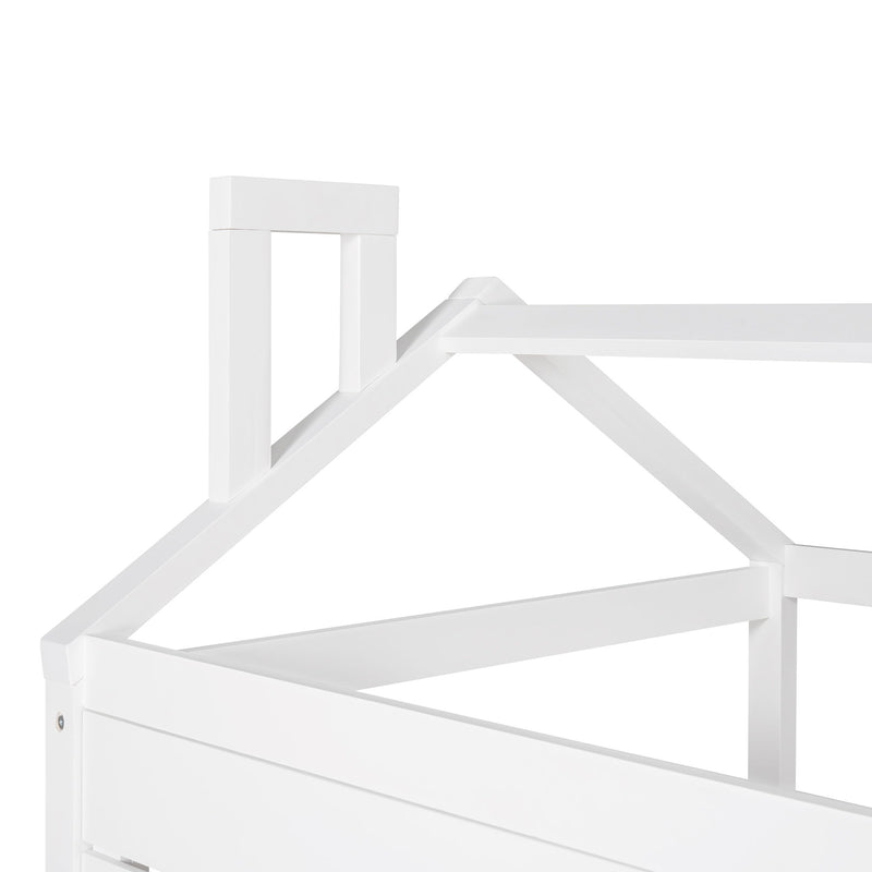 Twin Size Classic House Bed With 2 Drawers - White