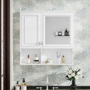 Wall Mounted Mirror Medicine Cabinet, Bathroom Storage With Doors And Open Shelves