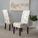 Contemporary Dining Chair Set With Rubberwood Legs - White / Blue