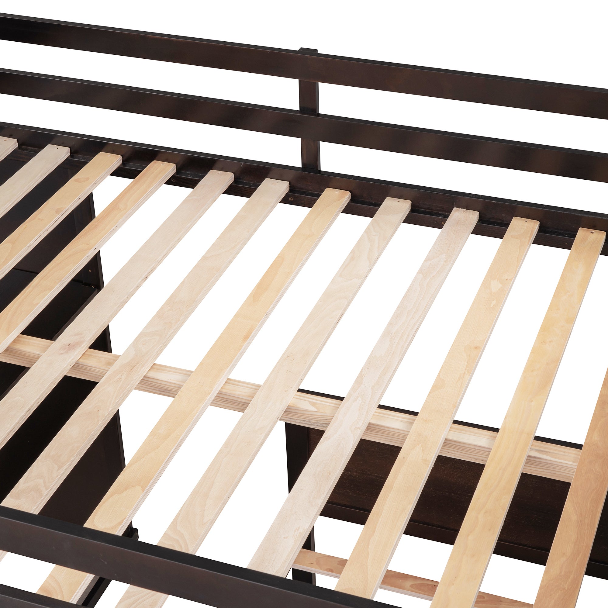 Full size Loft Bed with a twin size Stand-alone bed, Shelves,Desk,and Wardrobe-Espresso - Atlantic Fine Furniture Melbourne FL