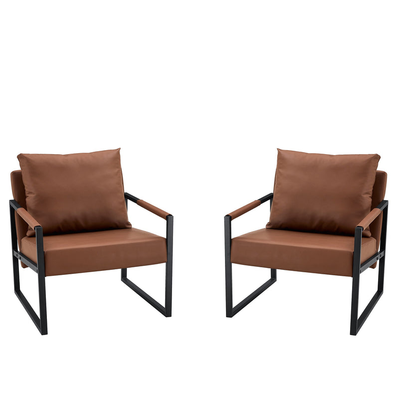 Classic Leather And Metal Frame Sofa, Ergonomically Designed, A Perfect Blend Of Modern And Industrial Styles