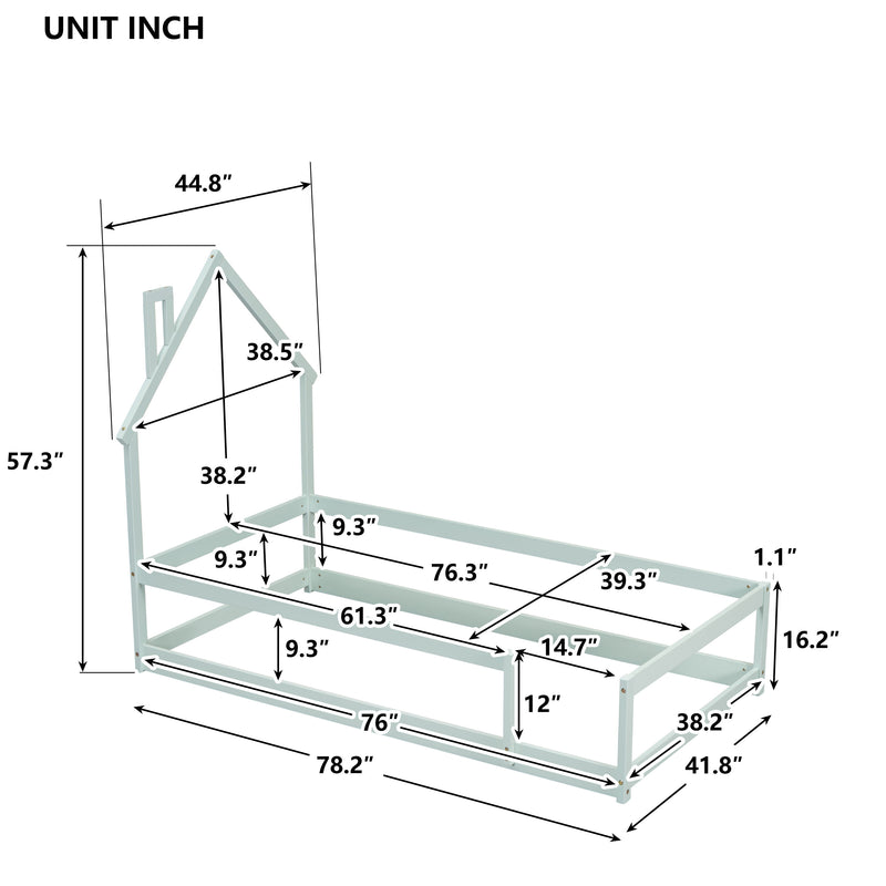 Wood Bed With House Shaped Headboard Floor Bed With Fences