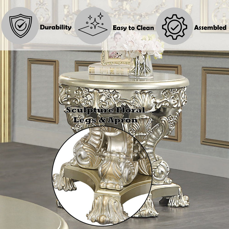 Sorina - End Table - Antique Gold Finish - 28" - Atlantic Fine Furniture Inc