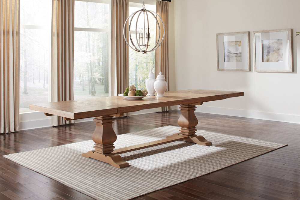 Florence 126-inch Extension Dining Table Rustic Honey — view 2