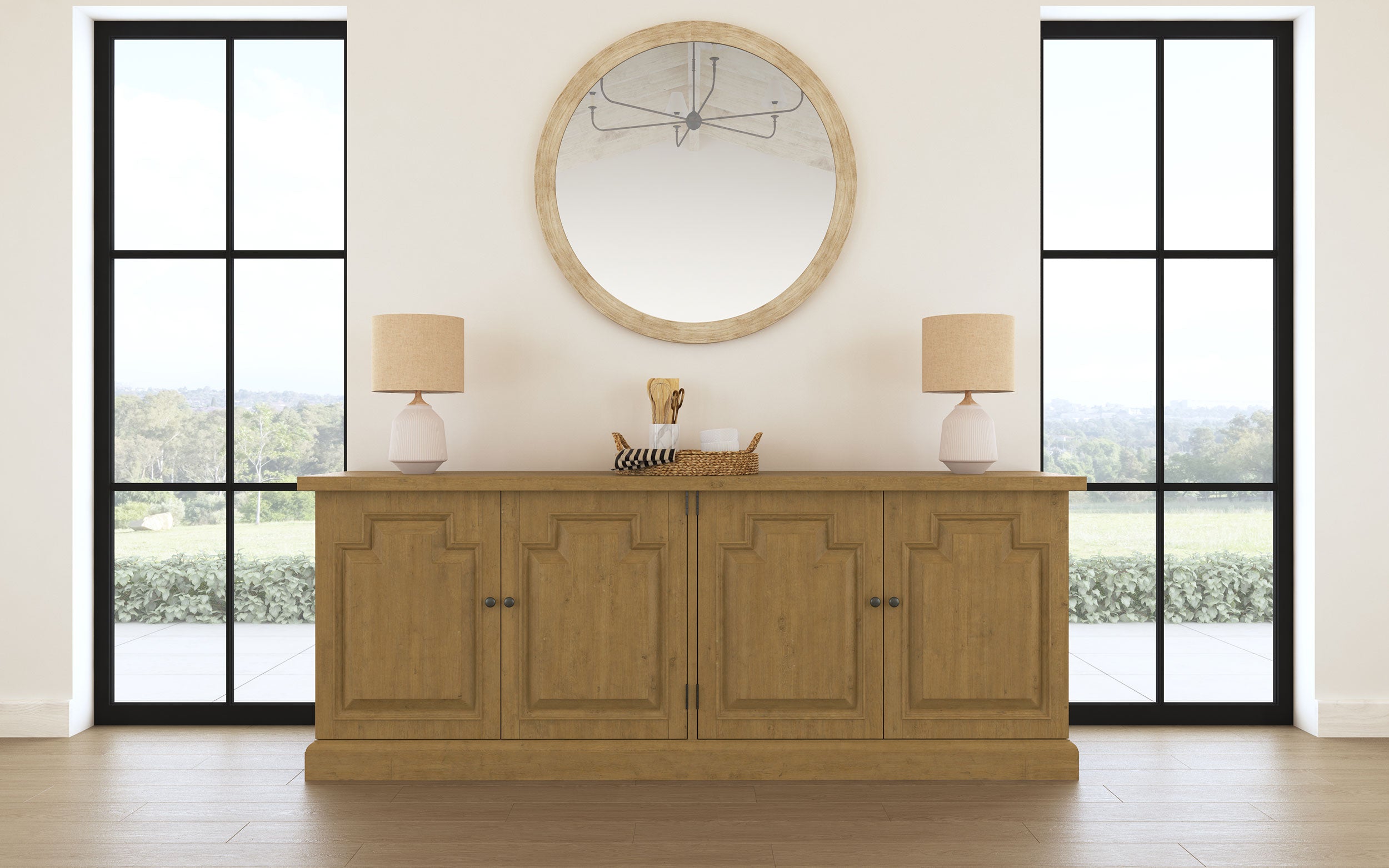Florence 4-door Dining Sideboard Buffet Cabinet Rustic Honey — view 2