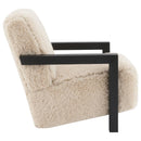 Fitzroy - Faux Fur Upholstered Chair Solid Wood Arms - Latte