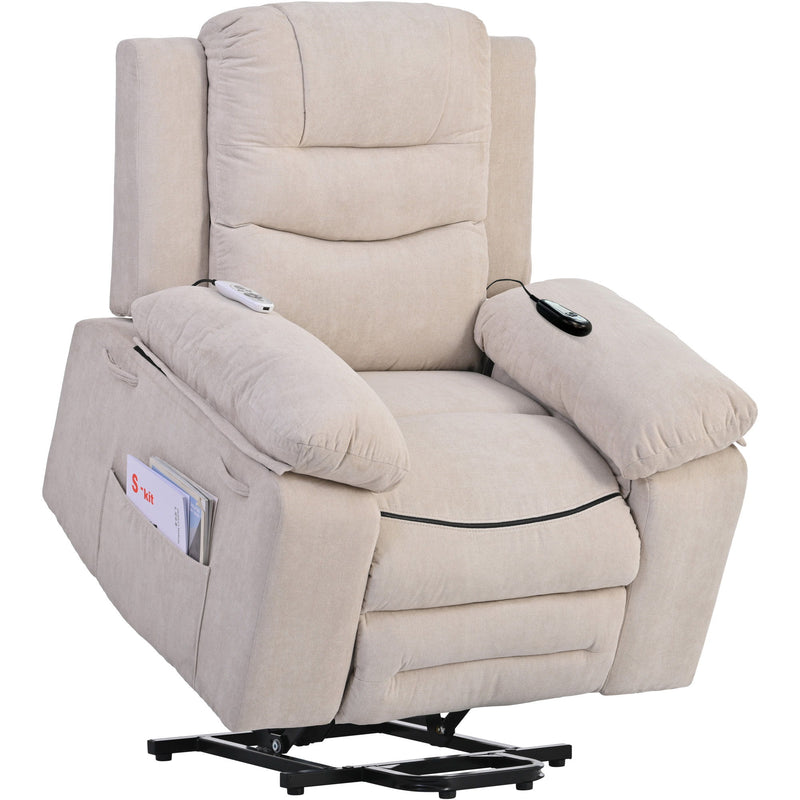 Massage Recliner Power Lift Chair For Elderly With Adjustable Massage And Heating Function, Recliner Chair With Infinite Position And Side Pocket For Living Room