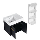 Modern Wall Mounted Bathroom Vanity With Thick Edge Resin Sink And Storage Rack