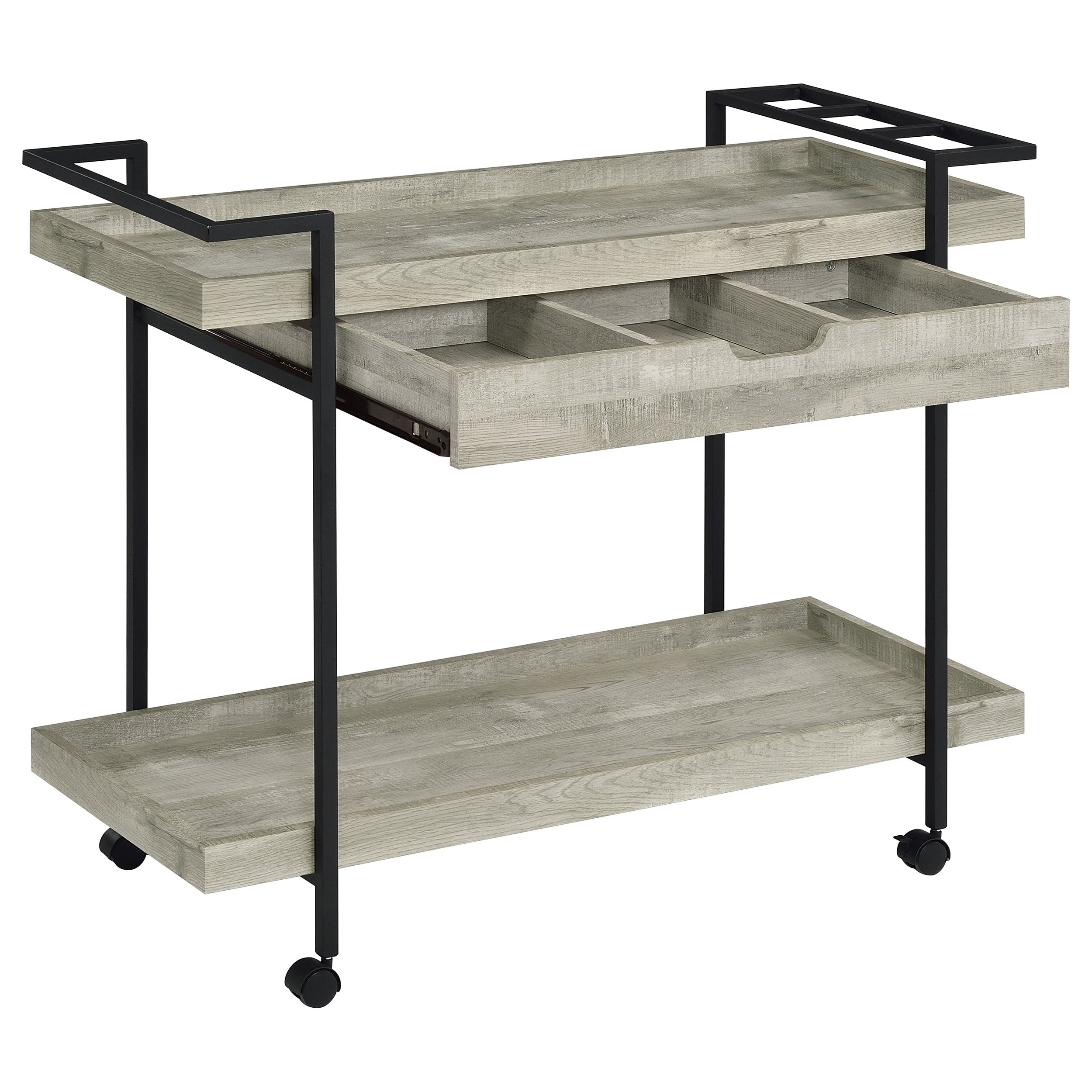 Ventura 1-drawer Engineered Wood Bar Cart Grey Driftwood — view 3