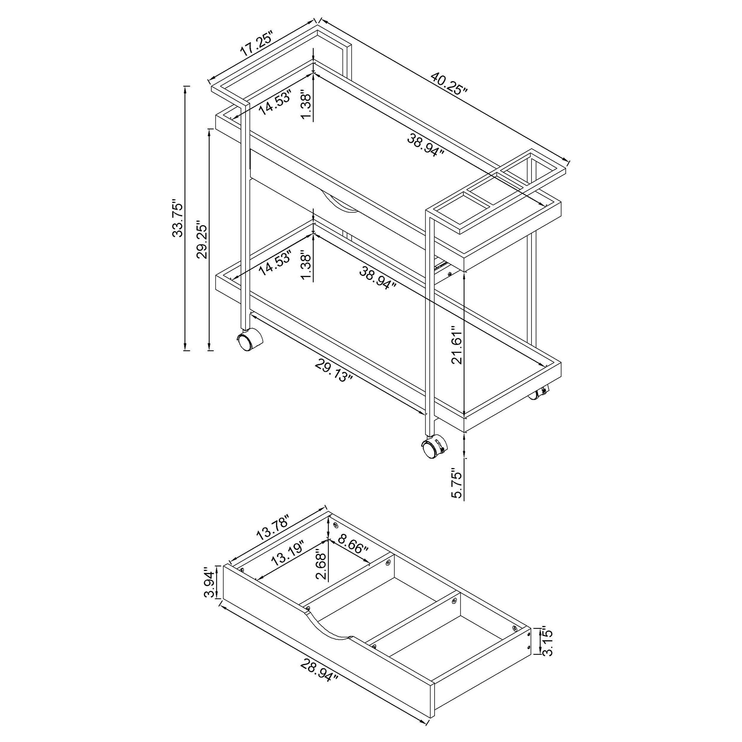 Ventura 1-drawer Engineered Wood Bar Cart Grey Driftwood — view 11