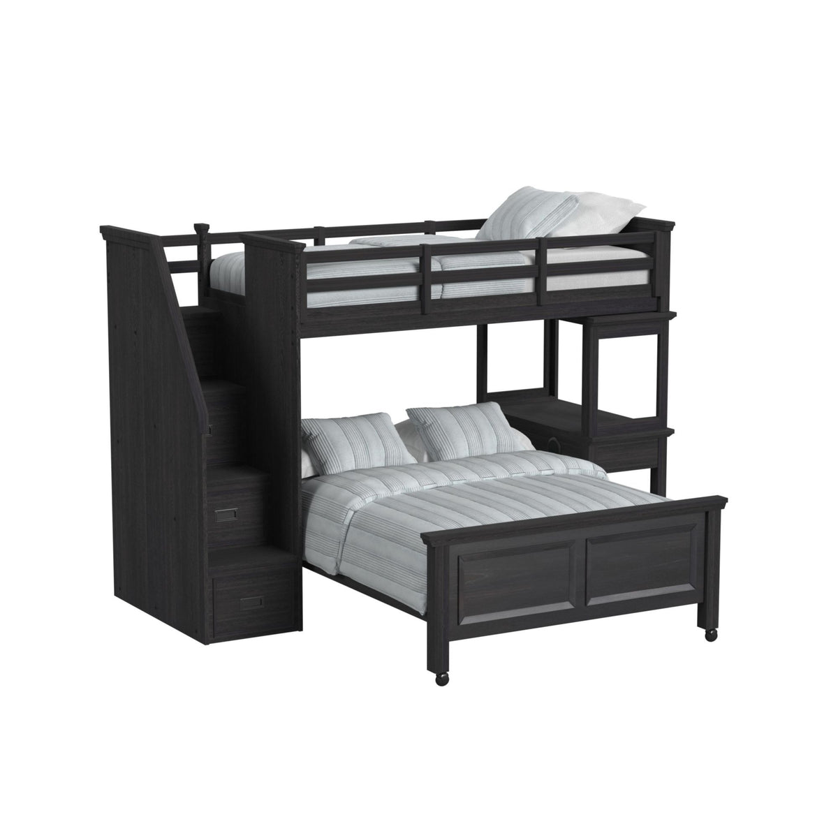 Hampton Kids Loft With Staircase And Desk With Speaker Bedroom Set in Black by Elements International, view 11