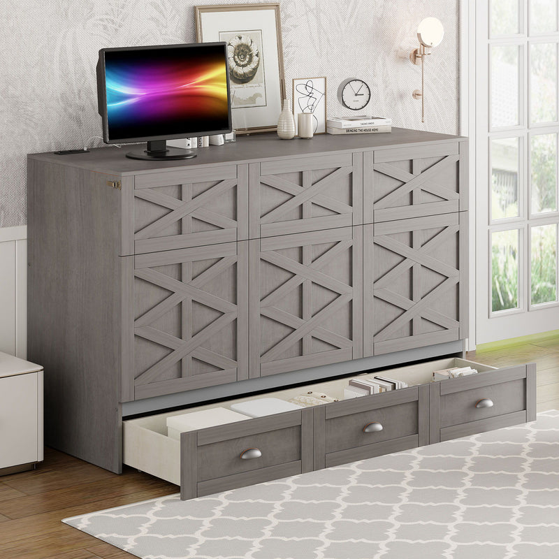 Murphy Bed With Large Drawers And USB Ports