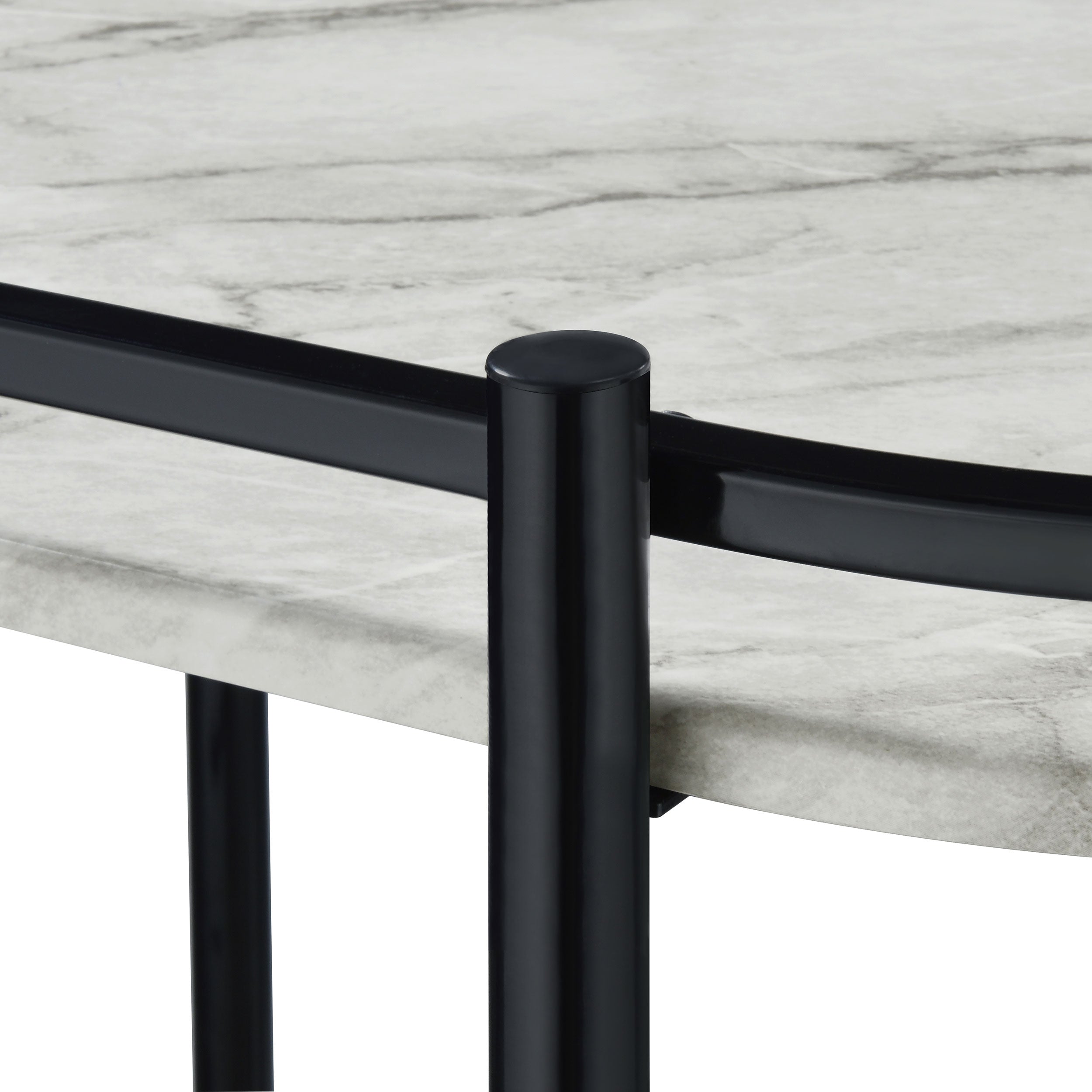 Desiree 2-tier Faux Marble Shelf Metal Bar Cart Black — view 10