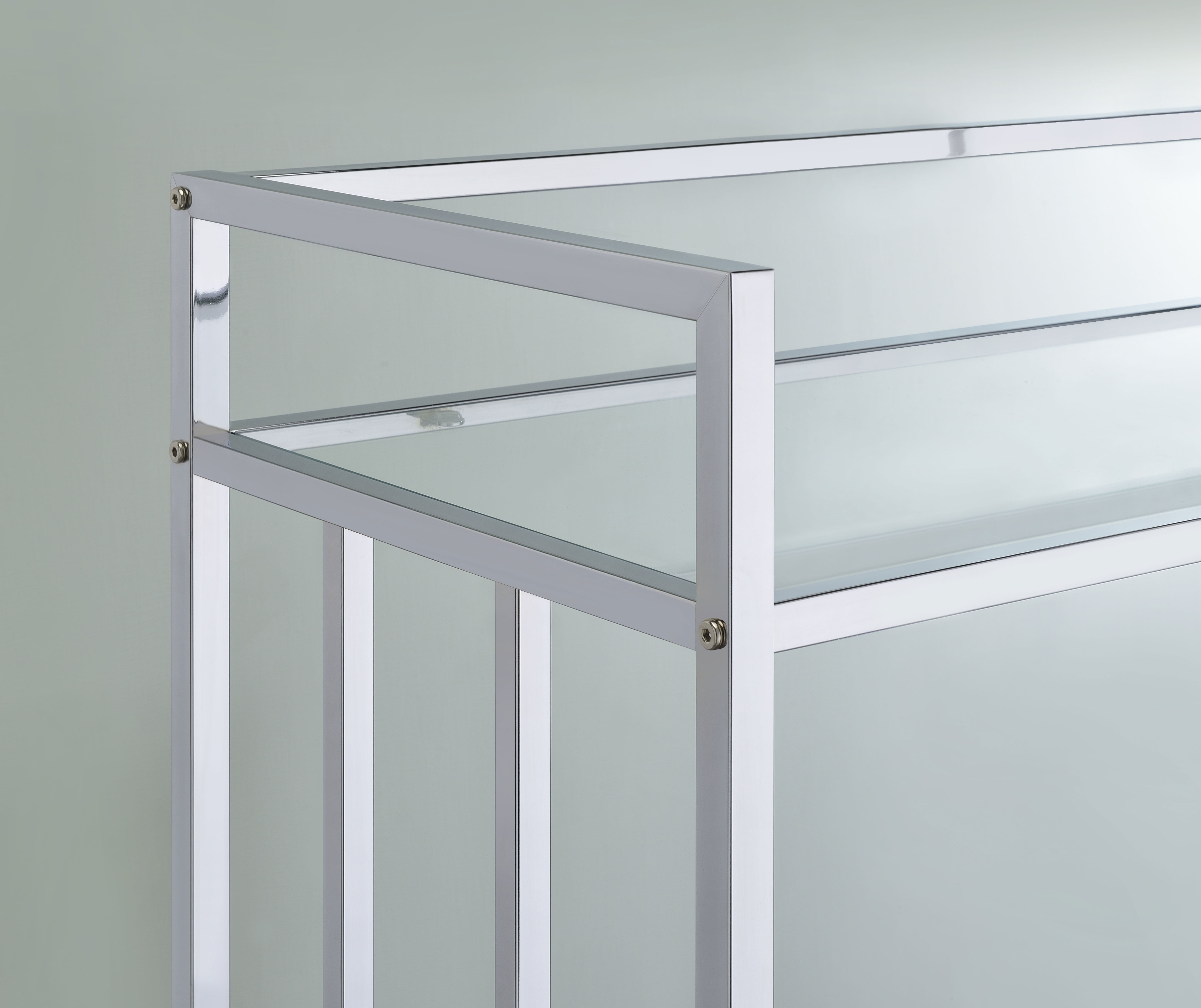 Cara 2-tier Rectangular Glass Shelf Metal Bar Cart Chrome — view 8