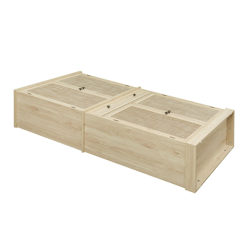 4 Door Storage Cabinet With 1 Drawer And 4 Adjustable Inner Shelves - Natural