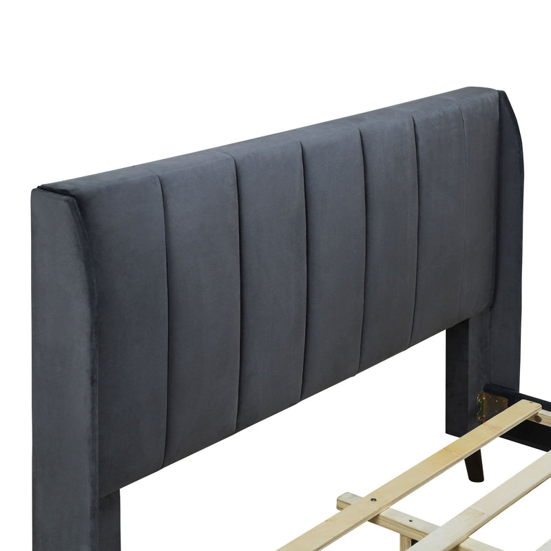 Upholstered Platform Bed, Velvet