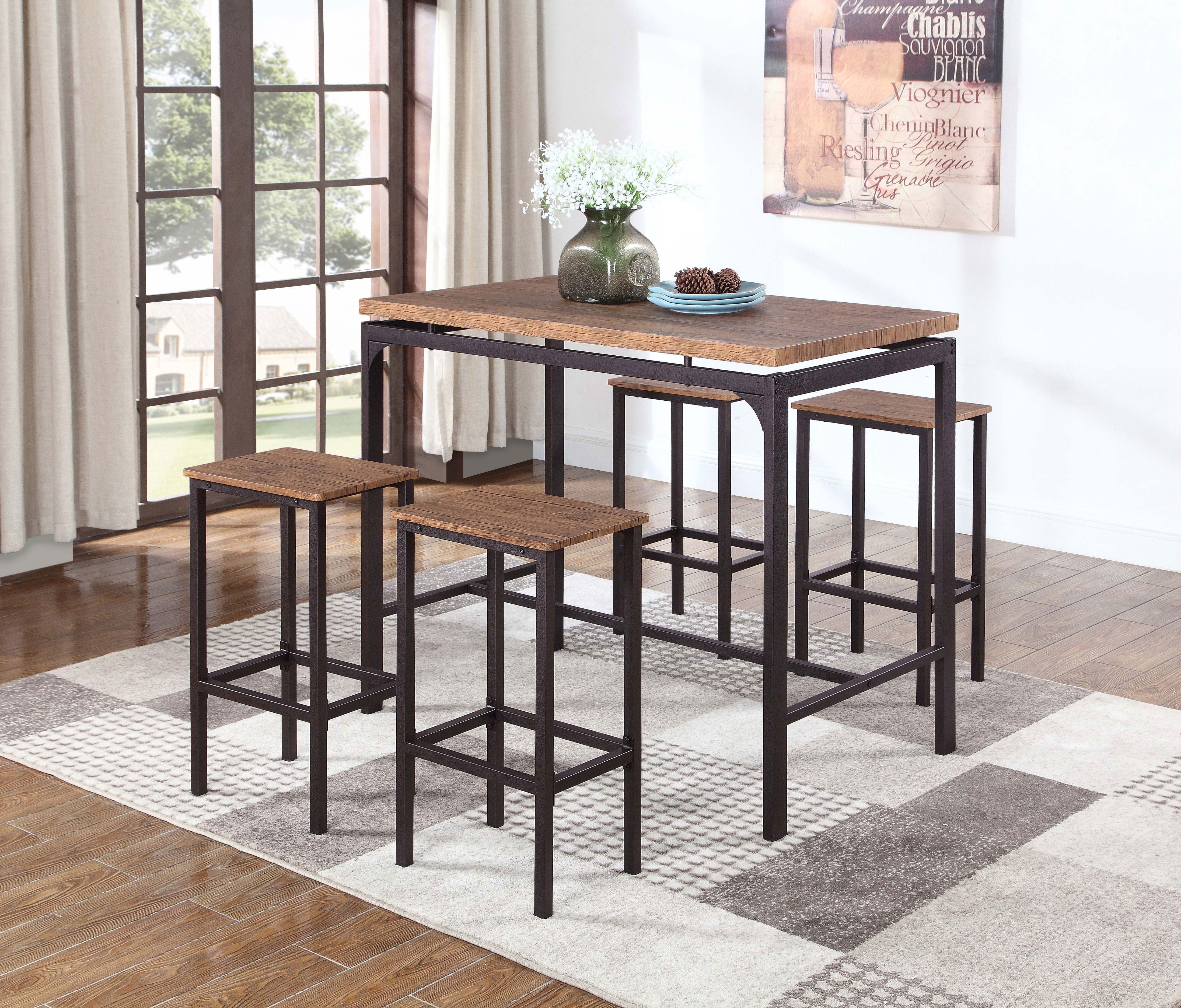 Santana 5-piece Pub Height Bar Table Set Weathered Chestnut — view 1