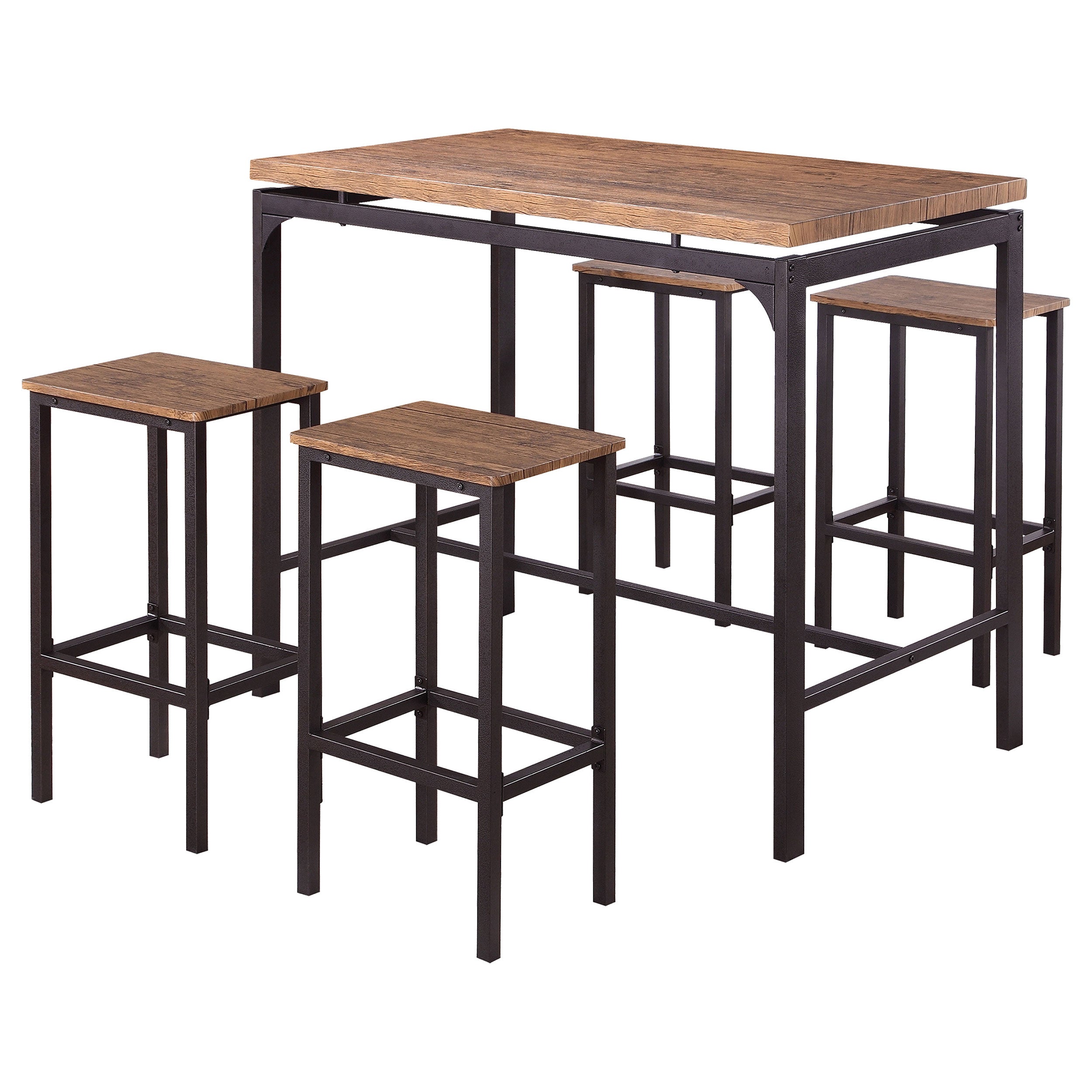 Santana 5-piece Pub Height Bar Table Set Weathered Chestnut — view 2