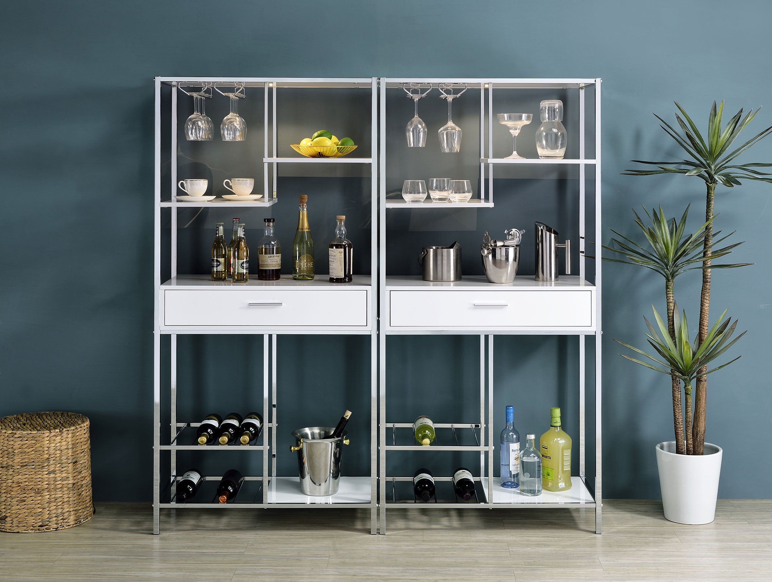 Figueroa 5-shelf LED Wine Storage Bar Cabinet White High Gloss — view 5