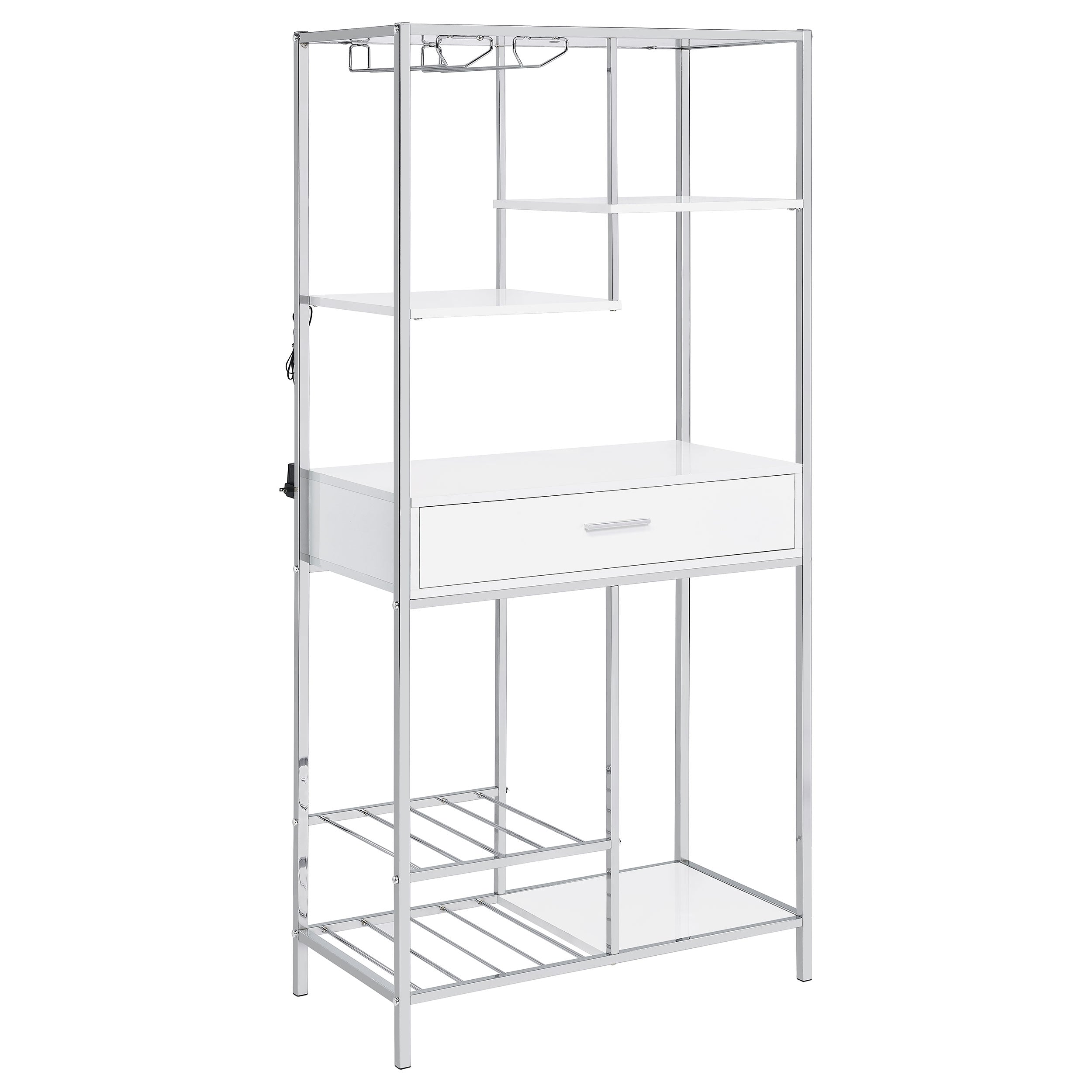 Figueroa 5-shelf LED Wine Storage Bar Cabinet White High Gloss — view 1