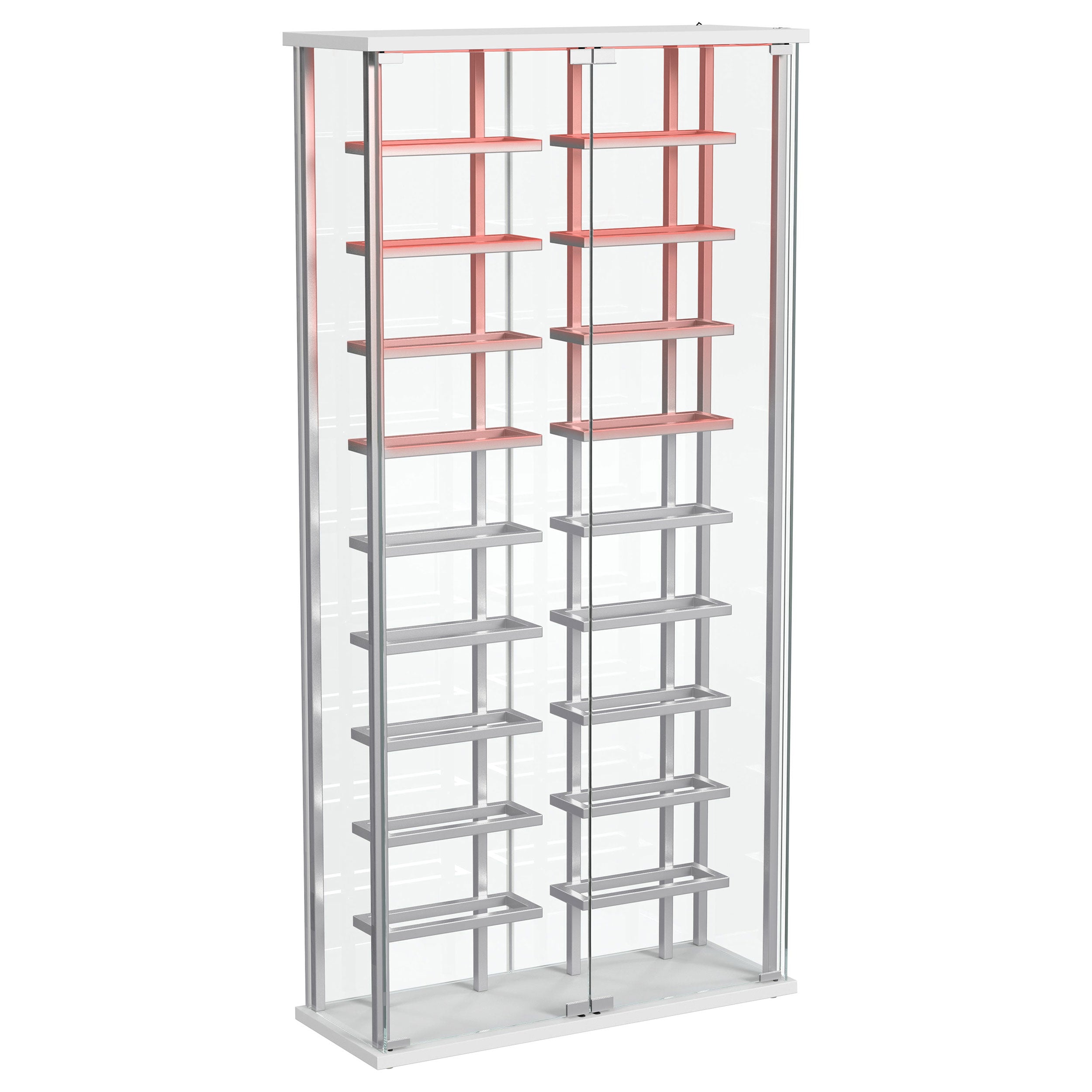 Montara Tempered Glass Wine Storage LED Curio Cabinet Chrome — view 6