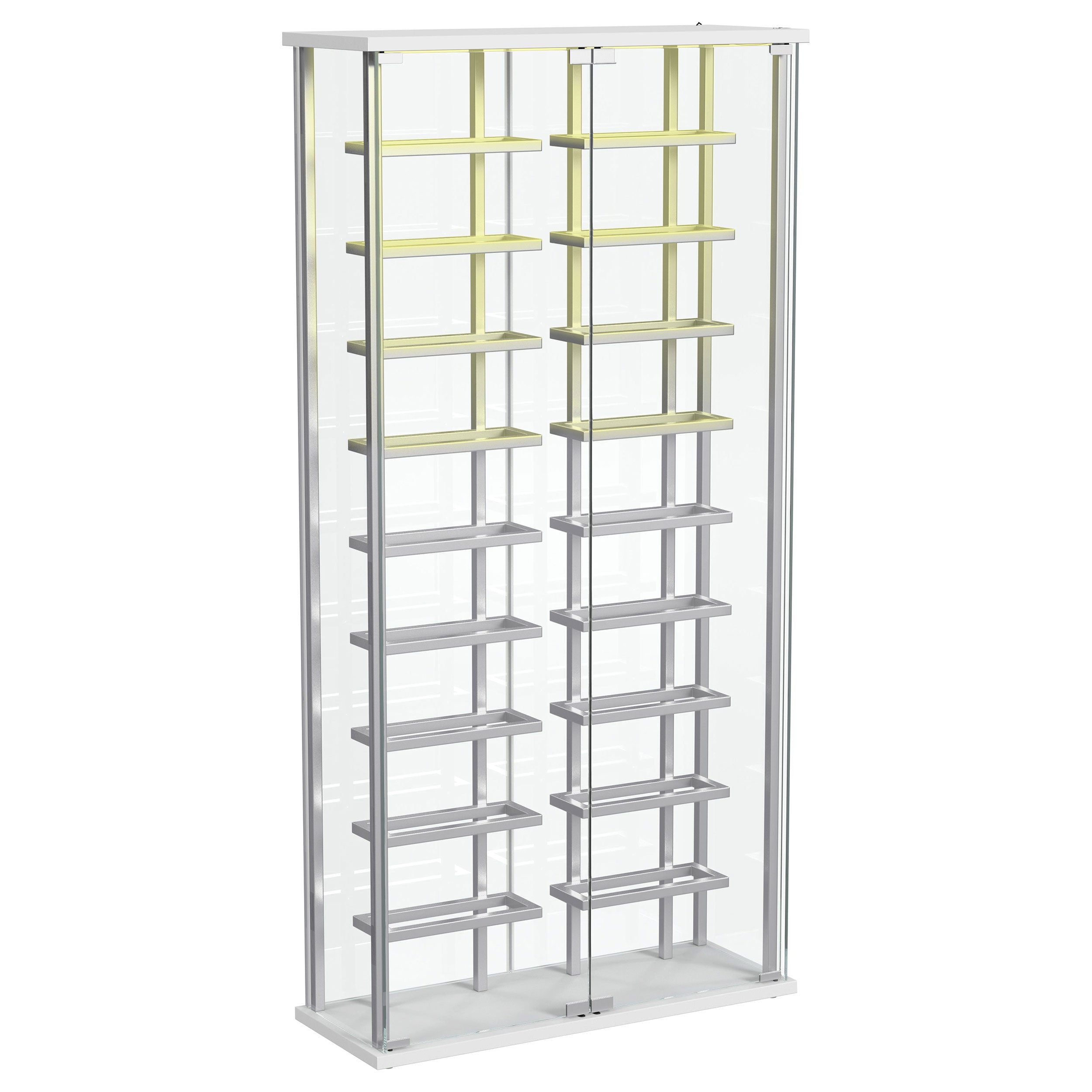 Montara Tempered Glass Wine Storage LED Curio Cabinet Chrome — view 7